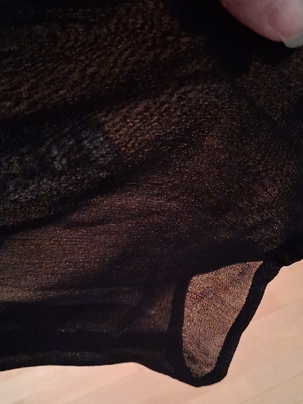 Sheer Black Velvet Burnout Tie-Front Blouse - Picture 6 of 9